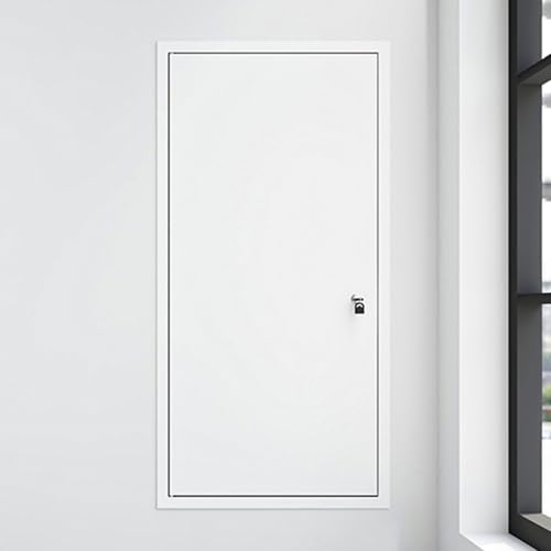 RENLXFI Revisionsklappe Trockenbau, Anpassbare Wartungsklappe Kniestocktür Mit Schwarz-weißem Rahmen, Abschließbare Revisionstür Für Die Wartung Von Heizungs-, /Elektrizität(White,WxH 25x100cm) von RENLXFI