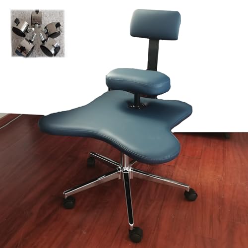 kniestuhl ergonomisch Höhenverstellbarer Stuhl mit gekreuzten Beinen und Rollen, ergonomischer Sitz-Kniestuhl mit Rückenstütze für das Büro zu Hause, Meditationsstühle für Erwachsene, grau-schwarz-wei von RENLXFI