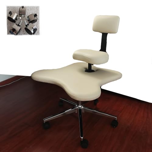kniestuhl ergonomisch Höhenverstellbarer Stuhl mit gekreuzten Beinen und Rollen, ergonomischer Sitz-Kniestuhl mit Rückenstütze für das Büro zu Hause, Meditationsstühle für Erwachsene, grau-schwarz-wei von RENLXFI