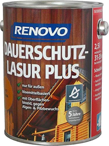 2,5L RENOVO Dauerschutzlasur 8411 Kastanie Lasur Holzlasur von RENOVO