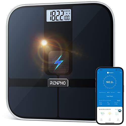 RENPHO Elis Solar 2 Smart Körperwaage – Solarbetriebenes Körperanalysegerät mit WiFi & Bluetooth, 13 Messwerte, App-Integration für Fitness & Gesundheitsmanagement von RENPHO