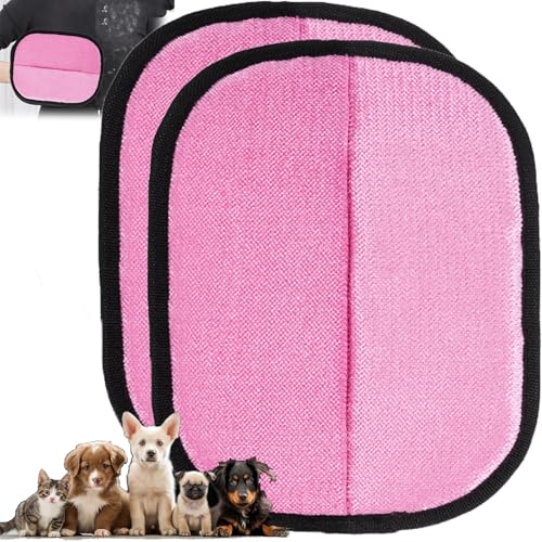 RENQIDD Tierhaarentfernungshandschuh für Hunde, Tierhaarentfernungshandschuh, Rhino Ben Wiederverwendbare elektrostatische Handschuhe Doppelseitiger Pflegehandschuh (2 * Rosa) von RENQIDD