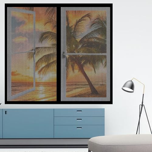 Fliegengitter Fenster Magnetband 105 x 90 cm Insektenschutz Magnet Fenster Fliegenvorhang Ohne Bohren Automatisches Schließen Magnet für Insektenschutz Fenstergitter, Schwarz von RENWEIWEI