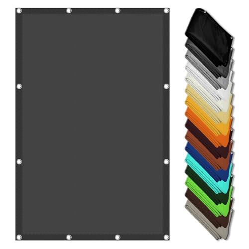 Rechteckig Sonnensegel Wasserdicht 2.6 x 2.9 m Wasserabweisend Sonnensegel Balkonverkleidung Sichtschutz mit Ösen Segeltuch 4 × 1.5 M Seile für Garten Camping, Dunkelgrau von RENWEIWEI