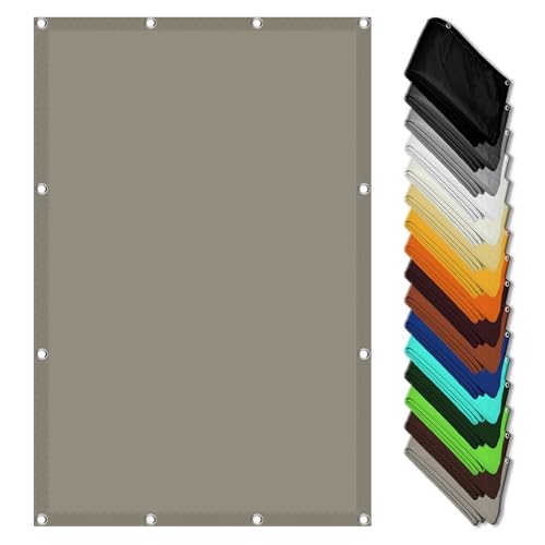 Schattentuch mit Ösen 1.2 x 2.2 m Wasserabweisend Sonnensegel Sonnenschutznetz Schattiernetz mit Ösen Segeltuch 4 × 1.5 M Seile für Balkon Camping Terrasse Pergola, Taupe von RENWEIWEI