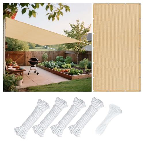 Sonnensegel Atmungsaktiv Nach Maß 342 x 342 cm Rechteckig Atmungsaktiv 98% UV Schutz Balkonbespannung Reißfest Vielen Größen mit Spannseilen für Terrasse Camping, Sandgelb Sonnensegel Atmungsaktiv Nach Maß 342 x 342 cm Rechteckig Atmungsaktiv 98% UV Schutz Balkonbespannung Reißfest Vielen Größen mit Spannseilen für Terrasse Camping, Sandgelb von RENWEIWEI