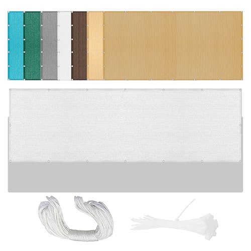 Sonnensegel Atmungsaktiv Nach Maß 342 x 373 cm Rechteckig Atmungsaktiv 98% UV Schutz Balkonbespannung Reißfest Vielen Größen mit Spannseilen für Terrasse Camping, Weiß Sonnensegel Atmungsaktiv Nach Maß 342 x 373 cm Rechteckig Atmungsaktiv 98% UV Schutz Balkonbespannung Reißfest Vielen Größen mit Spannseilen für Terrasse Camping, Weiß von RENWEIWEI