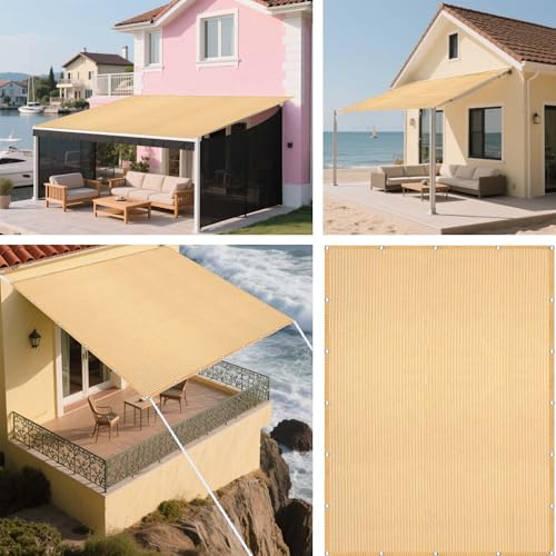 Sonnensegel Wasserabweisend 525 x 577 cm Rechteckig Atmungsaktiv 98% UV Schutz Shading Garden Sunshade Net inkl Befestigungsseile für Garten Balkon, Creme Farben Sonnensegel Wasserabweisend 525 x 577 cm Rechteckig Atmungsaktiv 98% UV Schutz Shading Garden Sunshade Net inkl Befestigungsseile für Garten Balkon, Creme Farben von RENWEIWEI