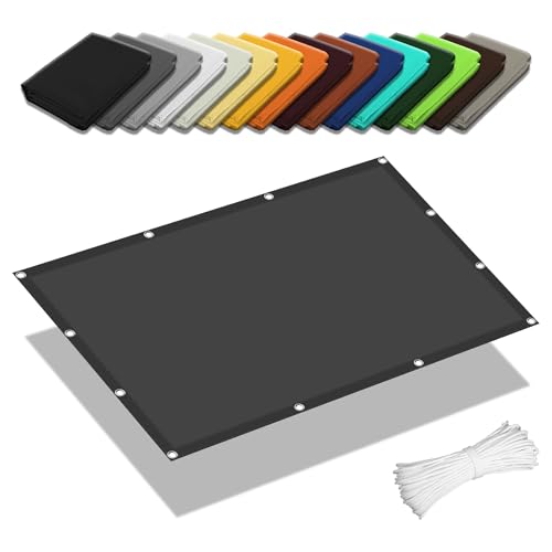 Sonnensegel Wasserdicht 1 x 9 m Rechteckig Wasserdicht Sonnenschutz Windschutz Segel Baldachin Segeltuch mit Ösen Segeltuch 4 × 1.5 M Seile für Terrasse Camping, Dunkelgrau von RENWEIWEI
