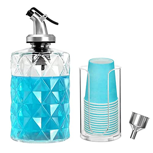 RENXR Glas-Mundspülspender, Mundspüler-Behälter mit Papierbecherhalter-Set, Mundspüler-Spender mit Trichter und Pappbechern für Badezimmer-Arbeitsplatte von RENXR