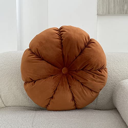 RENXR Samt Kürbiskissen Futon, 45,7 cm runde Bodenkissen Kissen, plissiertes Meditationskissen Kissen für Wohnzimmer Stuhl Couch Sofa Dekor von RENXR