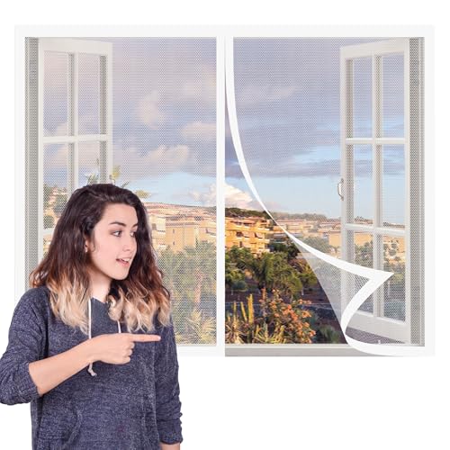 Fliegengitter Fenster Magnet von Innen 140 x 210 cm Insektenschutz Polyester Atmungsaktiver Masche Ohne Bohren Auto Schließen Faltbar für Insekten Fernzuhalten, Weiß Fliegengitter Fenster Magnet von Innen 140 x 210 cm Insektenschutz Polyester Atmungsaktiver Masche Ohne Bohren Auto Schließen Faltbar für Insekten Fernzuhalten, Weiß von RENXTAO