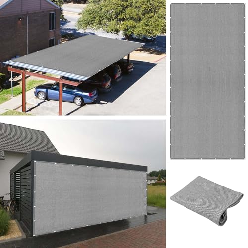 Sonnenschutz Sonnensegel 130 x 370 cm Rechteckig Atmungsaktiv 98% UV Schutz Sonnenschutz Wetterschutz Segel mit Ösen Und Befestigungsseile für Terrasse Camping, Hellgrau von RENXTAO