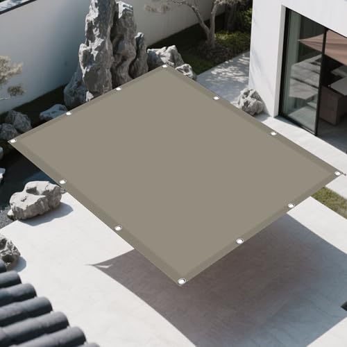 Sonnensegel 55 x 200 cm Rechteckig Wasserdicht 98% UV Schutz Schattierungsnetz Mesh Tarp mit Ösen Sichtschutz Reißfest Wetterfest Ohne Bohren für Außenbereich Garten, Khaki von RENXTAO