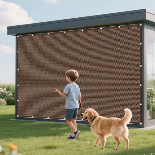 Sonnensegel Sonnenschutz 240 x 240 cm Rechteckig Atmungsaktiv 98% UV Schutz Baldachin Garten Segel mit Spannseilen mit Ösen für Garten Balkon, braun von RENXTAO