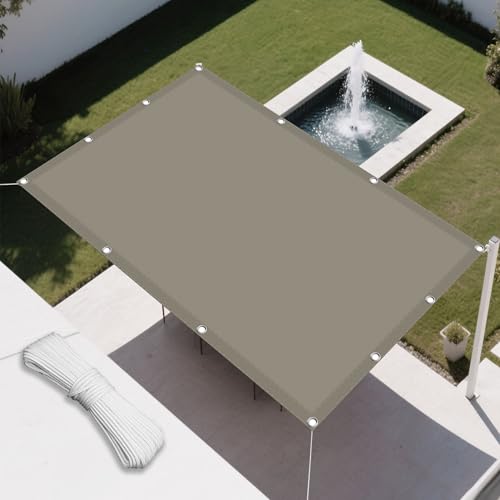 Sonnensegel Wasserfest 180 x 600 cm Rechteckig Wasserdicht Sonnenschutz Windschutz Sun Segel Sonnenschutz Plane mit Ösen Ohne Bohren mit Seil für Balkon Garten Terrasse, Khaki von RENXTAO
