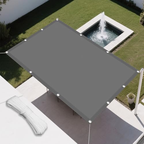 Sonnensegel Wasserfest 50 x 600 cm Rechteckig Wasserdicht Sonnenschutz Windschutz Sun Segel Sonnenschutz Plane mit Ösen Ohne Bohren mit Seil für Balkon Garten Terrasse, Hellgrau von RENXTAO