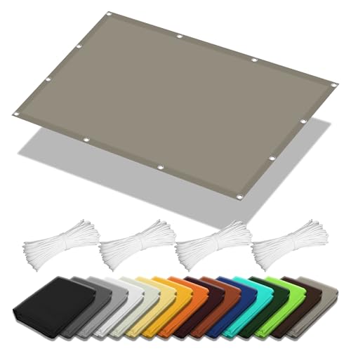 Sonnensegel mit Ösen 4.5 x 5.5 m Rechteckig Wasserdicht Sonnenschutz Windschutz Pergola Ersatz Schattenabdeckung Ohne Bohren mit Ösen Segeltuch für Außenbereich Garten, Taupe von RENXTAO