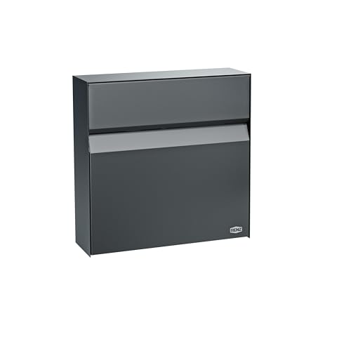 RENZ Erwin 610 (Farbe Anthrazitgrau - RAL 7016M, Postkasten mit Sicherheitsschloss, Designbriefkasten, Größe 117x375x375 mm) 610502, Grau von RENZ