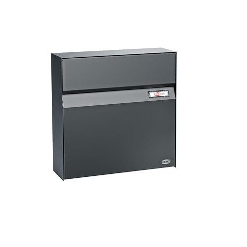 RENZ Erwin 610 (Farbe Anthrazitgrau - RAL 7016M, mit Namensschild, Postkasten mit Sicherheitsschloss, Designbriefkasten, Größe 117x375x375 mm) 610501 von RENZ