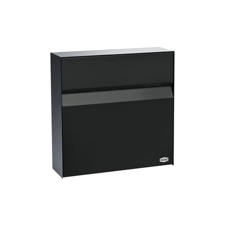 RENZ Erwin 610 (Farbe Tiefschwarz - RAL 9005M, Postkasten mit Sicherheitsschloss, Designbriefkasten, Größe 117x375x375 mm) 610102 von RENZ