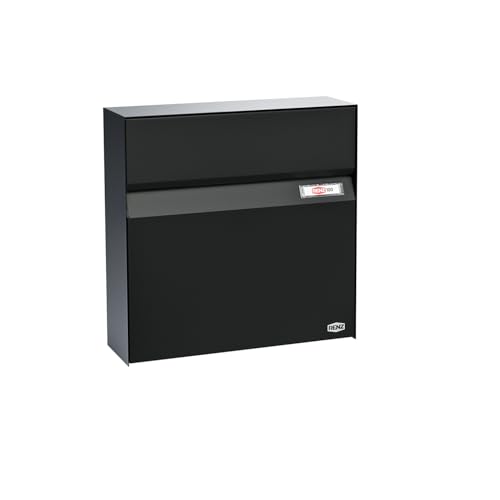RENZ Erwin 610 (Farbe Tiefschwarz - RAL 9005M, mit Namensschild, Postkasten mit Sicherheitsschloss, Designbriefkasten, Größe 117x375x375 mm) 610101 von RENZ