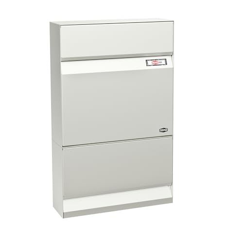 RENZ Erwin 610 (Farbe Verkehrsweiss - RAL 9016M, mit Namensschild, Postkasten mit Sicherheitsschloss, Designbriefkasten, Größe 117x375x375 mm) 610001 von RENZ