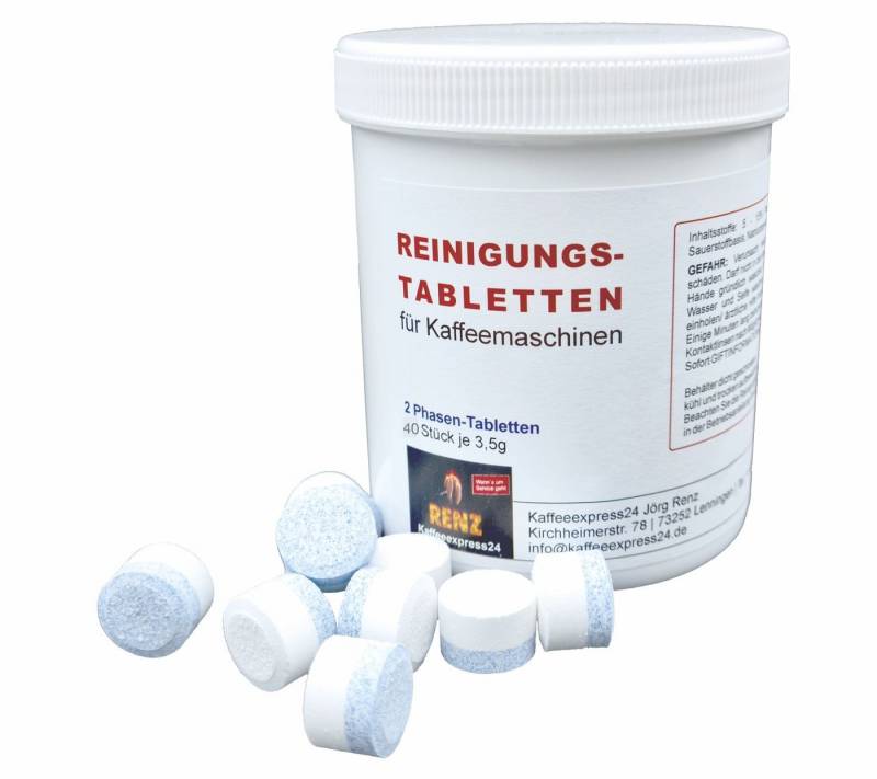 RENZ Reinigertabs 2-Phasen-Reinigungstabletten (passend für Jura Kaffeevollautomaten, [40-St. in wiederverschließbarer Dose) von RENZ