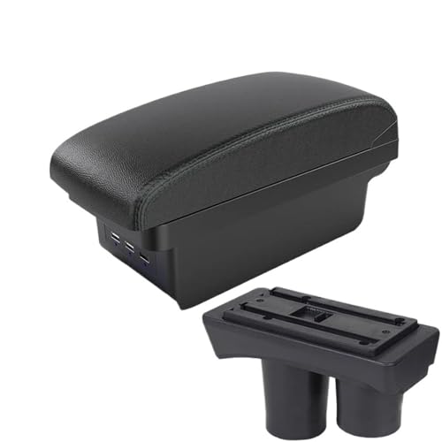 REOKIP Für Citroen C2 2003 2004 2005 2006 2007 2008 2009 Armlehnenablagebox Innenausbau Multifunktionszubehör Mit USB Auto Armlehnenbox(B2 Black line 3 USB) von REOKIP