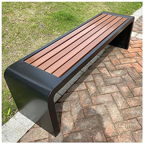 REOTEL Gartenbank Metall, Gartenbank Metall Wetterfest, Gartenbank Ohne Lehne, Parkbank, Eisenbank Ruhebank für 2-8 Sitzer, Laubenbank für Garten, Balkon und Terrasse,Schwarz,100x40x45cm von REOTEL