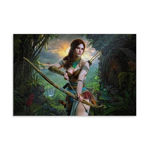 Tomb Raider Lara Croft Poster Dekorative Malerei Leinwand Wandkunst Wohnzimmer Poster Schlafzimmer Malerei,Wandkunst Bilddruck Moderne Familienzimmer Dekor 08x12inch(20x30cm) von REOTTO