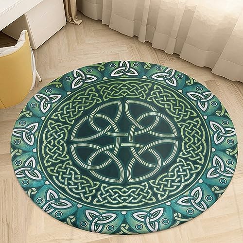 REPALY Wikinger-Wohnzimmer-Heimdekor-Teppich, 3D-Druck, Nordischer Heidnischer Keltischer Knoten, Schlafzimmer-Bodenmatte, Weich, rutschfest, Waschbar (Color : Celtic Knot D, Size : 60cmx60cm) von REPALY