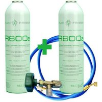 Reporshop - 2 Kältemittelgasflaschen R600 + Schlauch + 420gr Isobutanventil von REPORSHOP