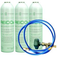 Reporshop - 3 R600 Kältemittelgasflaschen + Schlauch + 420gr Isobutanventil von REPORSHOP