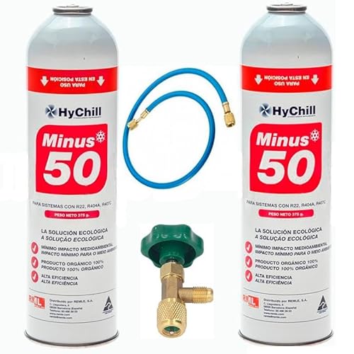 REPORSHOP 2 Gasflaschen Minus 50 375 g + Ventil + Ersatzschlauch R22 R404a R407C R502 Freeze Organico von REPORSHOP