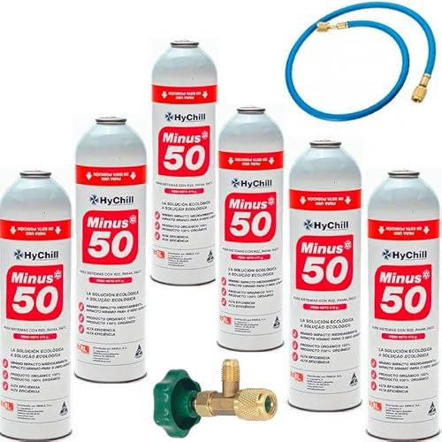 REPORSHOP 6 Gasflaschen Minus 50 375 g + Ventil + Ersatzschlauch R22 R404a R407C R502 Freeze Organico von REPORSHOP