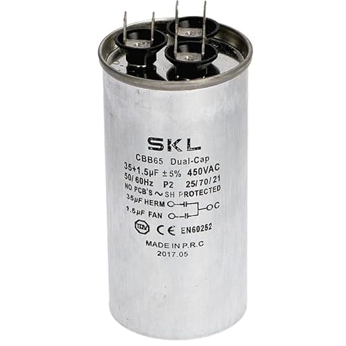 Reporshop - Doppelter Kondensator CBB65 35 + 1,5µf 450V für Klimaanlagen - Metallgehäuse Hermetisch Versiegelt - Kompatibel mit HVAC-Systemen - Unterstützt Frequenz von 50/60 Hz von REPORSHOP