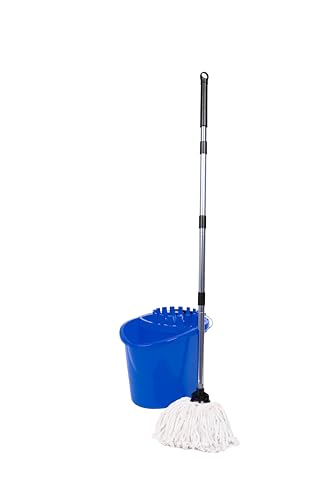 Requisite Needs Professionelles Wischmopp- und Eimer-Set, strapazierfähig, mit Auswringer und Zwei traditionellen Baumwoll-Moppköpfen für die Reinigung von Böden, Wischeimer, Fassungsvermögen 16 l, von REQUISITE NEEDS