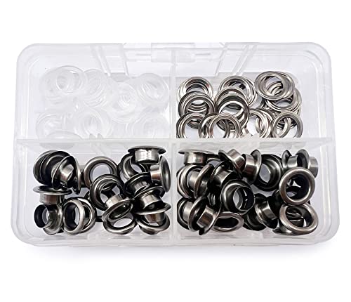 Außenwerbung Ösen Set 10mm Grommet Kit Schwarz Ösen Set mit Tüllen für Stoffe, Leder, Plane, Zelte, Segeltücher, Planen und Banner von RERI