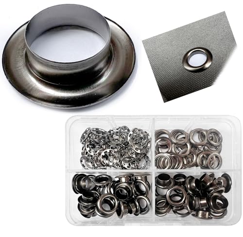 Außenwerbung Ösen-Set Schwarz 50 Set Φ8mm Ösen-Set Ösen-Set mit Ösen-Einstellwerkzeug für Schnürsenkel, Kleidung, Rucksack, Schuhleder von RERI