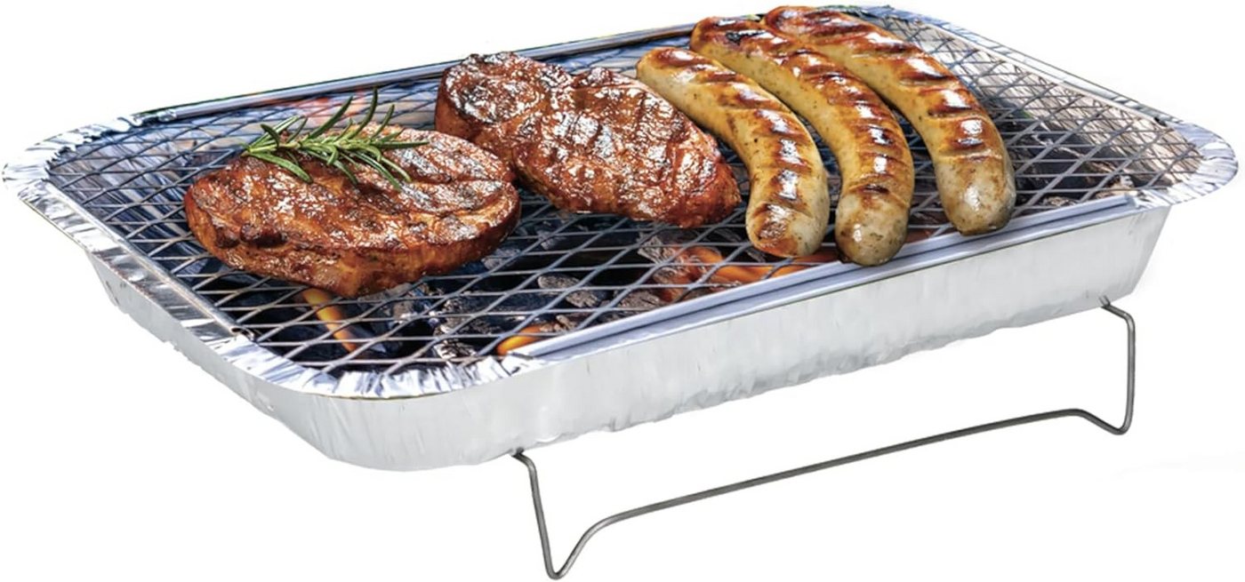 RESCH Tischgrill 502602 mobiler Holzkohle Einweg-Grill mit Kohle & Rost für 2 Personen, Einweggrill Holzkohle, Grill, Holzkohlegrill klein, Mobil tragbar von RESCH