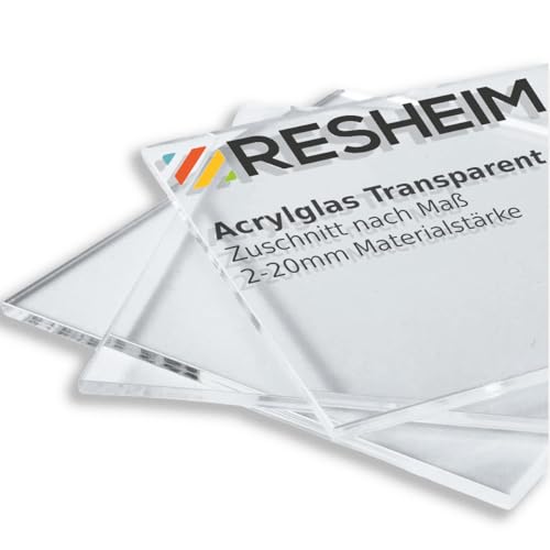 RESHEIM 2-20 mm Acrylglas Platte Transparent Zuschnitt nach Maß Glasklar Materialstärke und Größe wählbar PMMA hochwertige GS Qualität (1600 x 100 mm, Materialstärke: 4 mm) von RESHEIM