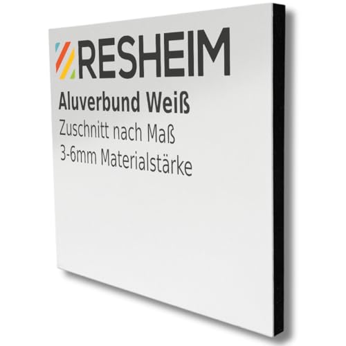 RESHEIM 3-6 mm Aluverbundplatte Weiß Zuschnitt nach Maß Aluminium Verbund Platte Materialstärke und Größe wählbar (1000 x 200 mm, Materialstärke: 4 mm) von RESHEIM