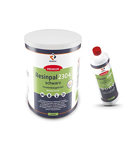 Epoxid Formenbau Gelcoat RESINPAL 2304 | 1 kg Gelcoat + 100 g Härter | Auf Basis Epoxidharz | Schwarz eingefärbt | Kratzfest | von RESINPAL