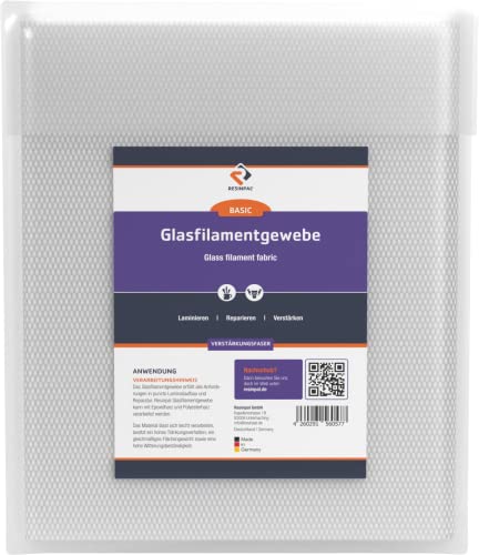 Glasfilamentgwebe Resinpal 1 m² | Glasgewebe 163 g/m² | Köperbindung | Verstärkungsfaser für Polyesterharz und Epoxidharz | von RESINPAL