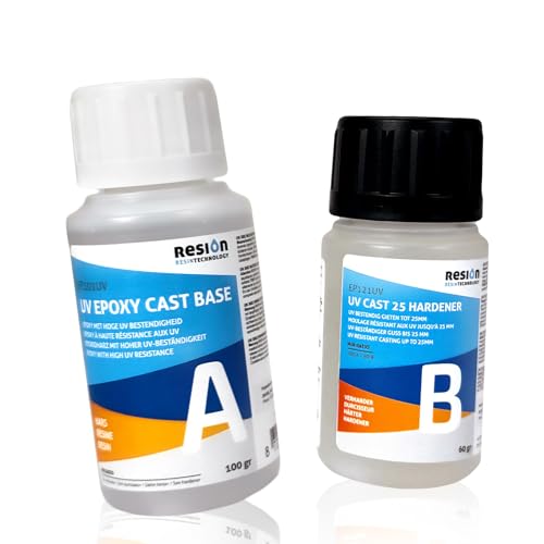 Epoxidharz mit Härter, mit UV-Blocker, Kristallklar | 160 GR | Epoxidharz Set, Epoxidharz, Kunstharz, Resin Gießharz, Epoxy Resin, Gießharz Set, Kunstharz Gießen Set, Epoxidharz Anfänger-Set von RESION