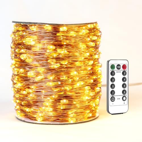 RESNICE LED Lichterkette 120m 1200 LEDs, wasserdichte Kupferdraht-Lichterkette mit Fernbedienung, Plug-in, für Garten, Terrasse, Veranda, Weihnachtsbaum & Hochzeitsdekoration, Außen & Innen von RESNICE