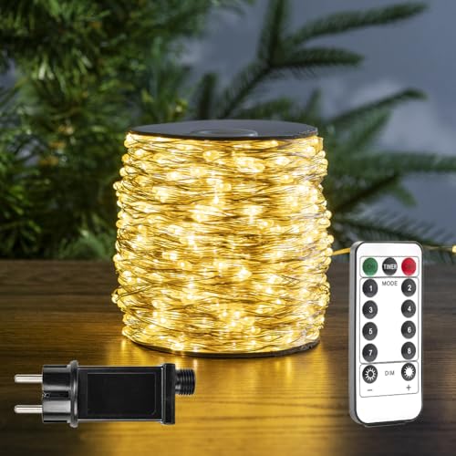 RESNICE LED Lichterkette 30m 300 LEDs, wasserdichte Plug-in Lichterkette mit Fernbedienung, Innen & Außen, für Schlafzimmer, Terrasse, Garten, Weihnachtsbaum, Hochzeit Dekoration von RESNICE