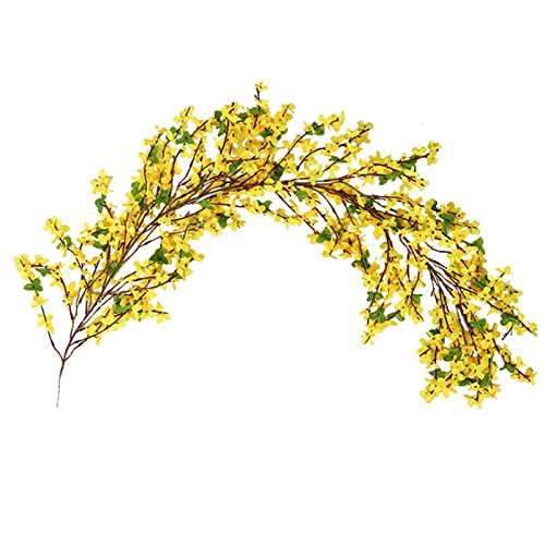 RESOYE 100 cm künstliche Forsythie-Blumengirlande, Frühlingsblumenkranz, lebensechte Forsythie-Girlande für Haustür Hochzeit Zuhause Party Dekor von RESOYE