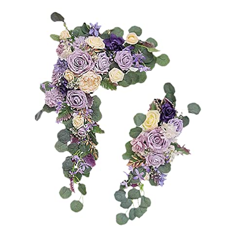 RESOYE Hochzeitsbogen Blumen 2er Set Künstliche Rose Kranz Kit Seide Floral Swag Girlande Laube Blumenarrangement für Zeremonie Empfang Schild, Lila RESOYE Hochzeitsbogen Blumen 2er Set Künstliche Rose Kranz Kit Seide Floral Swag Girlande Laube Blumenarrangement für Zeremonie Empfang Schild, Lila von RESOYE